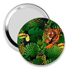 Tropical Pelican Tiger Jungle Black 3  Handbag Mirrors by snowwhitegirl