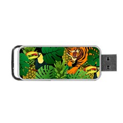 Tropical Pelican Tiger Jungle Black Portable Usb Flash (two Sides) by snowwhitegirl