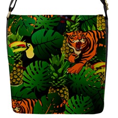 Tropical Pelican Tiger Jungle Black Flap Closure Messenger Bag (s) by snowwhitegirl