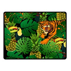 Tropical Pelican Tiger Jungle Black Double Sided Fleece Blanket (small)  by snowwhitegirl