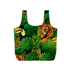 Tropical Pelican Tiger Jungle Black Full Print Recycle Bag (s) by snowwhitegirl