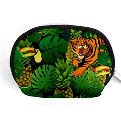 Tropical Pelican Tiger Jungle Black Accessory Pouch (medium) by snowwhitegirl