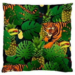 Tropical Pelican Tiger Jungle Black Standard Flano Cushion Case (one Side) by snowwhitegirl