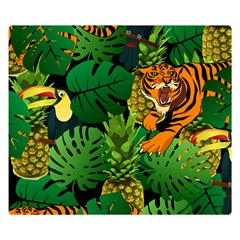 Tropical Pelican Tiger Jungle Black Double Sided Flano Blanket (small)  by snowwhitegirl