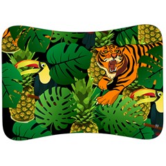 Tropical Pelican Tiger Jungle Black Velour Seat Head Rest Cushion by snowwhitegirl