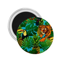 Tropical Pelican Tiger Jungle Blue 2 25  Magnets by snowwhitegirl