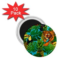 Tropical Pelican Tiger Jungle Blue 1 75  Magnets (10 Pack)  by snowwhitegirl