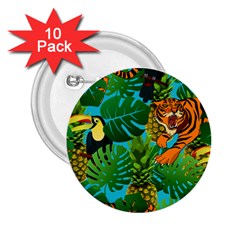 Tropical Pelican Tiger Jungle Blue 2 25  Buttons (10 Pack)  by snowwhitegirl