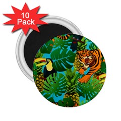 Tropical Pelican Tiger Jungle Blue 2 25  Magnets (10 Pack)  by snowwhitegirl