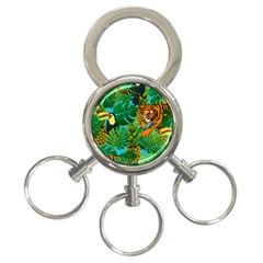 Tropical Pelican Tiger Jungle Blue 3-ring Key Chains