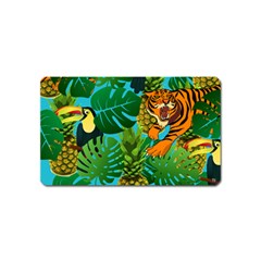 Tropical Pelican Tiger Jungle Blue Magnet (name Card) by snowwhitegirl