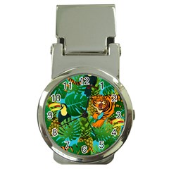 Tropical Pelican Tiger Jungle Blue Money Clip Watches by snowwhitegirl