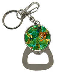 Tropical Pelican Tiger Jungle Blue Bottle Opener Key Chains by snowwhitegirl