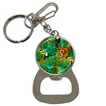 Tropical Pelican Tiger Jungle Blue Bottle Opener Key Chains Front