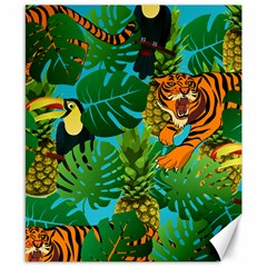 Tropical Pelican Tiger Jungle Blue Canvas 8  X 10  by snowwhitegirl