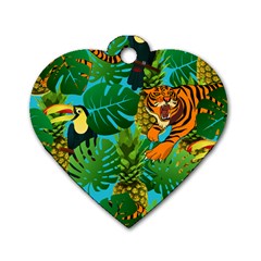 Tropical Pelican Tiger Jungle Blue Dog Tag Heart (one Side) by snowwhitegirl