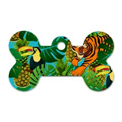 Tropical Pelican Tiger Jungle Blue Dog Tag Bone (two Sides) by snowwhitegirl