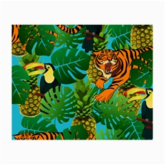 Tropical Pelican Tiger Jungle Blue Small Glasses Cloth (2-side) by snowwhitegirl