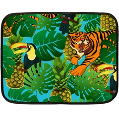 Tropical Pelican Tiger Jungle Blue Fleece Blanket (mini) by snowwhitegirl