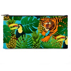 Tropical Pelican Tiger Jungle Blue Pencil Cases by snowwhitegirl