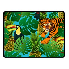 Tropical Pelican Tiger Jungle Blue Fleece Blanket (small) by snowwhitegirl