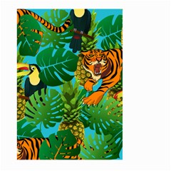 Tropical Pelican Tiger Jungle Blue Large Garden Flag (two Sides) by snowwhitegirl