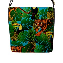 Tropical Pelican Tiger Jungle Blue Flap Closure Messenger Bag (l) by snowwhitegirl