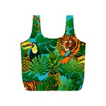 Tropical Pelican Tiger Jungle Blue Full Print Recycle Bag (S) Front