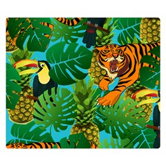 Tropical Pelican Tiger Jungle Blue Double Sided Flano Blanket (small)  by snowwhitegirl