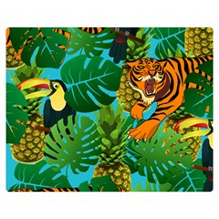 Tropical Pelican Tiger Jungle Blue Double Sided Flano Blanket (medium)  by snowwhitegirl