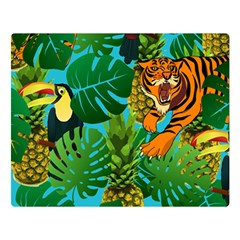 Tropical Pelican Tiger Jungle Blue Double Sided Flano Blanket (large)  by snowwhitegirl