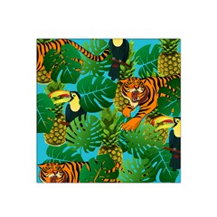 Tropical Pelican Tiger Jungle Blue Satin Bandana Scarf by snowwhitegirl