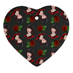 Vintage Flapper Woman Heart Ornament (two Sides) by snowwhitegirl