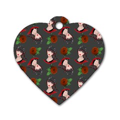 Vintage Flapper Woman Dog Tag Heart (one Side) by snowwhitegirl