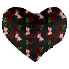 Vintage Flapper Woman Large 19  Premium Flano Heart Shape Cushions by snowwhitegirl