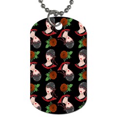 Vintage Flapper Woman Black Dog Tag (two Sides) by snowwhitegirl