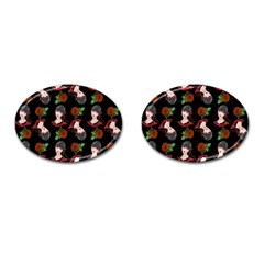 Vintage Flapper Woman Black Cufflinks (oval) by snowwhitegirl