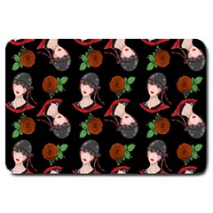 Vintage Flapper Woman Black Large Doormat  by snowwhitegirl