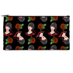 Vintage Flapper Woman Black Pencil Cases by snowwhitegirl