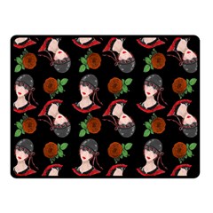 Vintage Flapper Woman Black Double Sided Fleece Blanket (small)  by snowwhitegirl