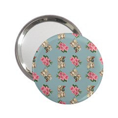 Retro Dog Floral Pattern Blue 2 25  Handbag Mirrors by snowwhitegirl