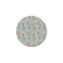 Retro Dog Floral Pattern Blue Golf Ball Marker by snowwhitegirl