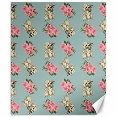 Retro Dog Floral Pattern Blue Canvas 8  X 10 