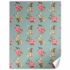 Retro Dog Floral Pattern Blue Canvas 36  X 48 