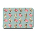 Retro Dog Floral Pattern Blue Small Doormat  24 x16  Door Mat