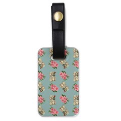 Retro Dog Floral Pattern Blue Luggage Tags (one Side)  by snowwhitegirl