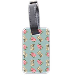 Retro Dog Floral Pattern Blue Luggage Tags (two Sides) by snowwhitegirl