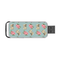 Retro Dog Floral Pattern Blue Portable Usb Flash (two Sides) by snowwhitegirl