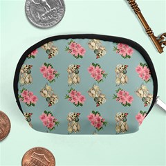 Retro Dog Floral Pattern Blue Accessory Pouch (medium) by snowwhitegirl