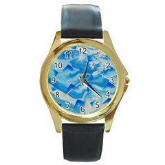 SPACE FRACTURE Round Gold Metal Watch